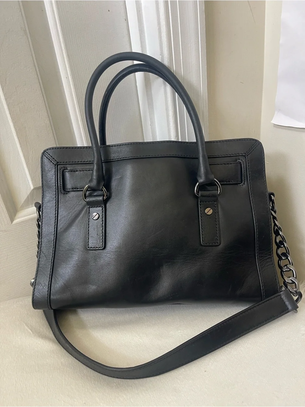 Michael Kors Hamilton satchel micro-stud Black Quilted Bag